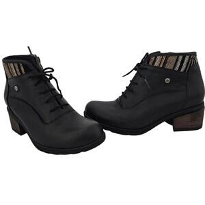 Wolky Black Leather Lace Up Stratton Ankle Boot sz 37 (US 6) $219 NWOB Casual
